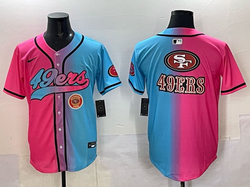 Men 2025 San Francisco 49ers Blank Blue pink Nike Limited NFL Jersey style 04